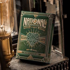 Theory11 "GREEN NATIONAL" – jeu de 55 cartes toilées plastifiées – format poker – 2 index standards