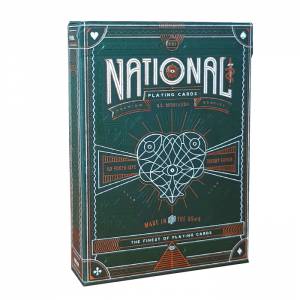 Theory11 "GREEN NATIONAL" – jeu de 55 cartes toilées plastifiées – format poker – 2 index standards