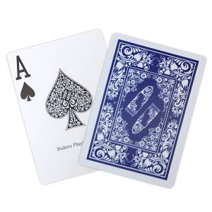 Bullets "BLUE" - Jeu de 54 cartes 100% plastique - 2 index jumbo - format poker