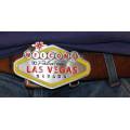 LAS VEGAS belt buckle – made of metal – adjustable to fit most belts.