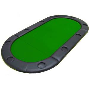Pokertischauflage "TRIO GREEN" oval - Holzplatte und Filzmatte - Schaumstoffkanten mit Kunstleder - 180x90 cm.
