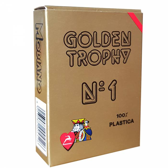 Modiano Golden Trophy – Jeu de 54 cartes 100% plastique – format poker – 4 index standards