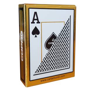 Copag "TEXAS HOLD'EM GOLD NOIR" - Juego de 55 cartas 100% plástico - formato póker - 2 índices jumbo.
