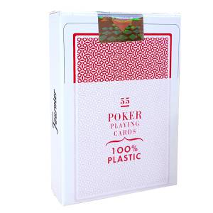 Fournier "TITANIUM SERIES RED" standard - Baraja de 55 cartas 100% plástico – formato póker - 4 índices estándar