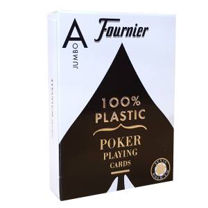 Fournier "TITANIUM SERIES NOIR" Jumbo: baraja de 55 cartas 100% de plástico, tamaño de póker, con 2 índices Jumbo.