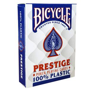 Bicycle "PRESTIGE" azul - mazo de 55 cartas 100% plástico - formato póker - 2 índices jumbo