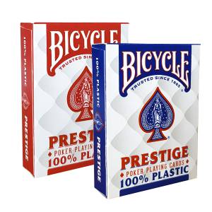 Duo Pack Bicycle "PRESTIGE" - 2 mazzi da 55 carte in plastica al 100% - formato poker - 2 indici jumbo