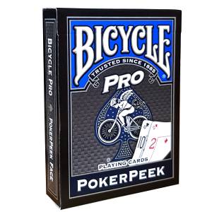 Duo Pack Bicycle "PRO POKER PEEK" - 2 sets of 56 plastic-coated linen finish playing cards - poker size - 4 standard indexes, 2 