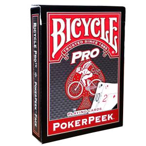 Duo Pack Bicycle "PRO POKER PEEK" - 2 Sets of 56 plastic-coated linen finish cards - poker size - 4 standard indexes, 2 jumbo in