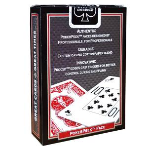 Duo Pack Bicycle "PRO POKER PEEK" - 2 Sets of 56 plastic-coated linen finish cards - poker size - 4 standard indexes, 2 jumbo in