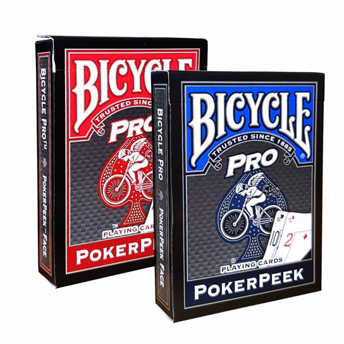 Duo Pack Fahrrad "PRO POKER PEEK" - 2 Spiele mit 56 Karten, laminiertem Leinengewebe - Pokerspielformat - 4 Standard-Indizes, 2 