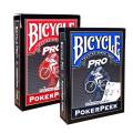 Duo Pack Bicycle "PRO POKER PEEK" - 2 sets of 56 plastic-coated linen finish playing cards - poker size - 4 standard indexes, 2 