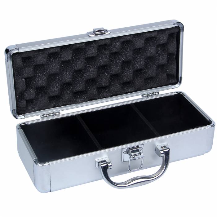Maleta de almacenamiento "ALU" para 60 fichas de póker estándar - de aluminio - con asa.