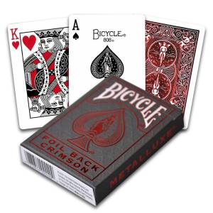 Bicycle "METALLUXE FOIL" red - set of 56 cardboard plastic-coated cards - poker size - 2 standard indexes