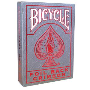 Bicycle "METALLUXE FOIL" rouge - jeu de 56 cartes cartonnées plastifiées – format poker – 2 index standards