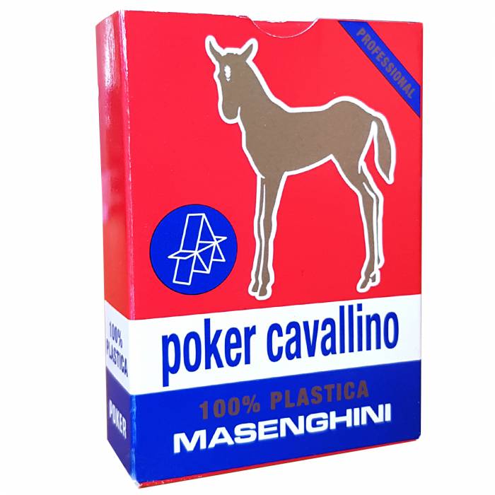 Masenghini "CAVALLINO" - Ein Kartenspiel mit 55 Karten aus 100% Kunststoff - Poker XL Format - Mit 4 Standard-Index