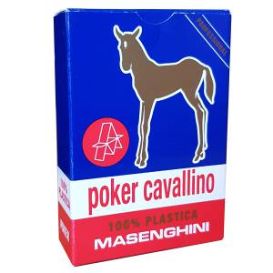 Masenghini "CAVALLINO" - Juego de 55 cartas 100% plástico - Formato Poker XL - 4 índices estándar
 Color-Azul