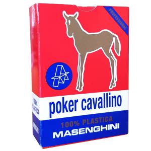 Duo pack Masenghini "CAVALLINO" - 2 Juegos de 55 cartas 100% plástico - Formato Poker XL - 4 índices estándar.