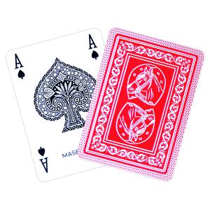 Cartucho Masenghini "CAVALLINO" Vermelho - 5 Jogos de 55 cartas 100% plástico - Formato Poker XL - 4 índices padrão.