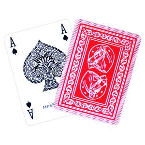 Kartusche Masenghini "CAVALLINO" Rot - 5 Spiele mit 55 Karten zu 100% aus Kunststoff - Poker XL-Format - 4 Standard-Indizes