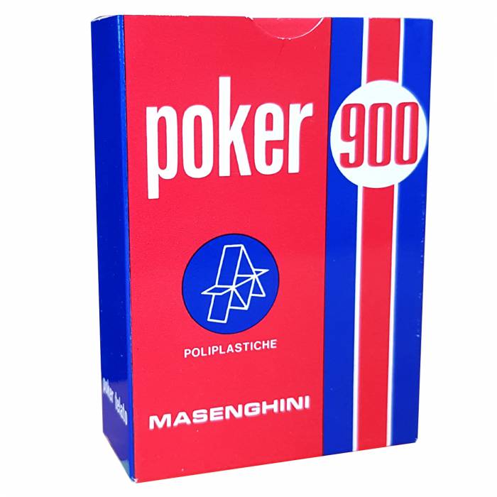 Masenghini "POKER 900" - Juego de 55 cartas de cartón plastificado - Formato Poker XL - 4 índices estándar