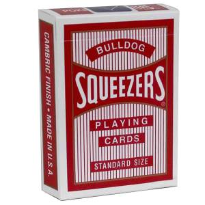 Squeezers "BULLDOGS" - 54 laminierte Spielkarten - Pokerformat - Standard-Indizes
 Farbe-Rot