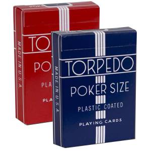 Duo Pack Torpedo "POKER 327" - 2 Jeux de 54 cartes cartonnées plastifiées – format poker – 2 index standards