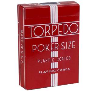 Torpedo "POKER 327" - Gra z 54 plastikowych kartonowych kart - format poker - 2 standardowe indeksy.
 Kolor-Czerwony