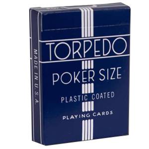 Torpedo "POKER 327" - Set of 54 laminated cardboard playing cards - poker size - with 2 standard indexes.
 Color-blue