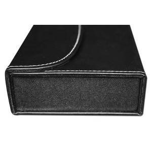 Estuche de cuero para 2 barajas de cartas - espacio para 5 dados - interior de terciopelo negro