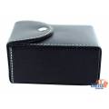 Leather storage case for 2 decks of cards - white stitching - snap button closure.