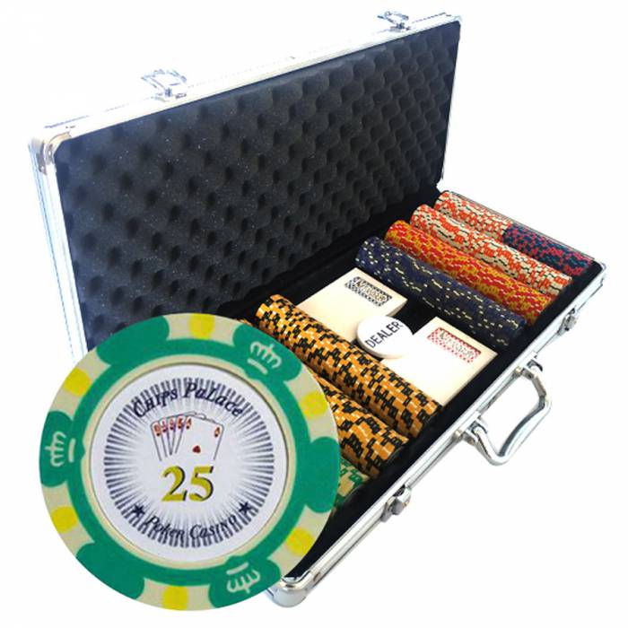 "400-piece "CROWN" Poker Tournament Edition chip set - made of 14g clay composite - with accessories."