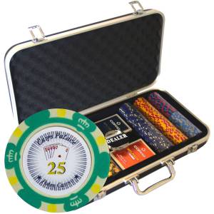 Mallette premium de 300 jetons de Poker "CROWN" - Version TOURNOI - en Clay composite 14 g - avec accessoires