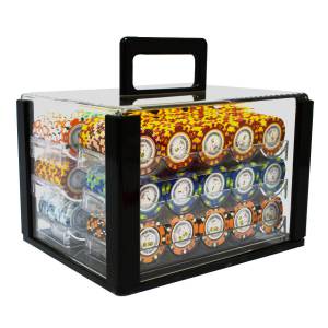 Klatka dla ptaków 600 żetonów do pokera "CROWN" - wersja CASH GAME - z gliny kompozytowej o wadze 14 g.