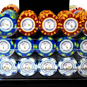 600 "CROWN" Poker Chip Bird Cage - CASH GAME version - made of 14g clay composite chips.