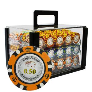 Bird Cage de 600 jetons de poker "CROWN" - version CASH GAME - en clay composite 14 g