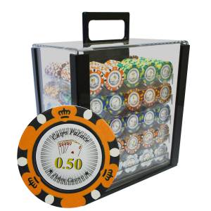 Bird Cage de 1000 jetons de poker "CROWN" - version CASH GAME - en clay composite 14 g