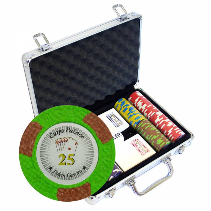 200 "LAS VEGAS" poker chip set - TOURNAMENT version - made of 14g clay composite - with accessories.