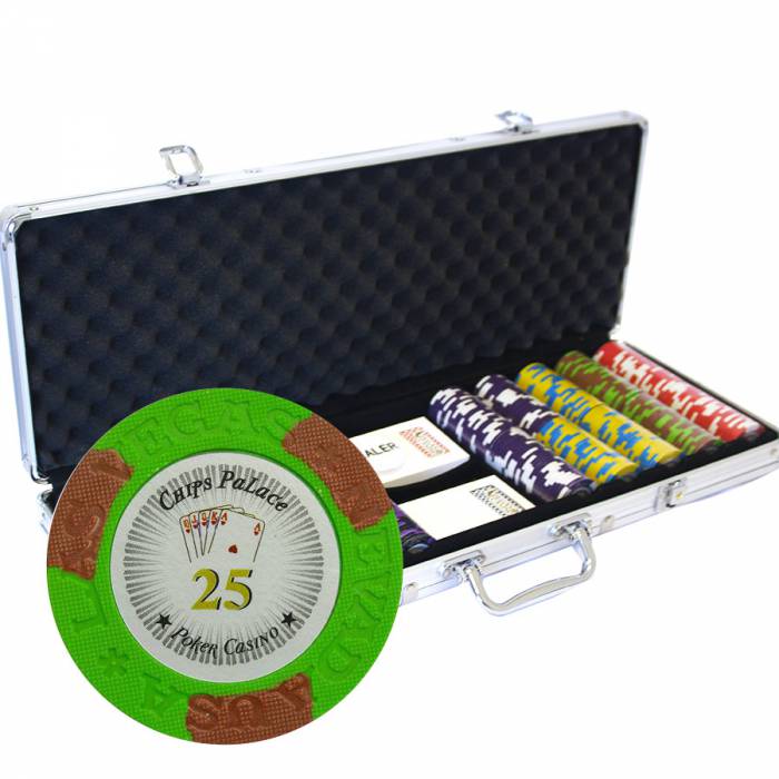 Funda de 500 fichas de póker "LAS VEGAS" - versión TORNEO - en clay composite de 14 g - con accesorios.