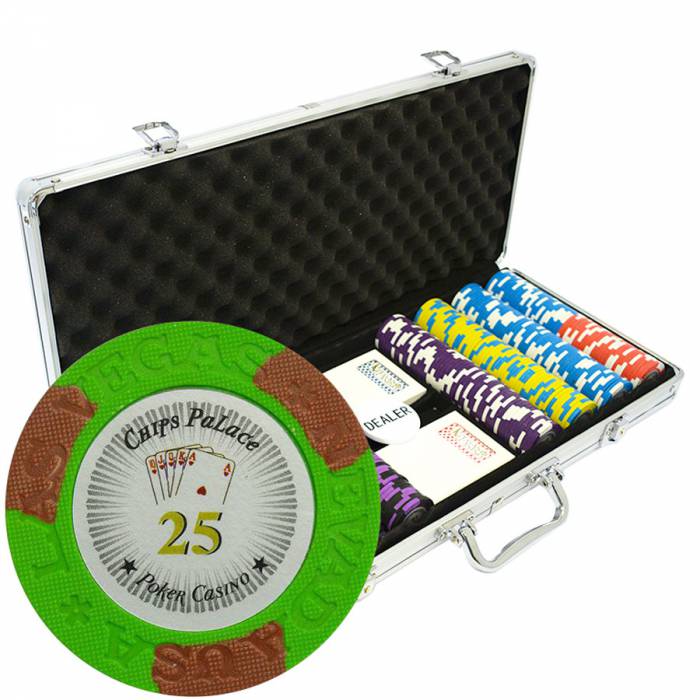 Maleta de 400 fichas de póker "LAS VEGAS" - versión TORNEO - en compuesto de arcilla de 14 g - con accesorios