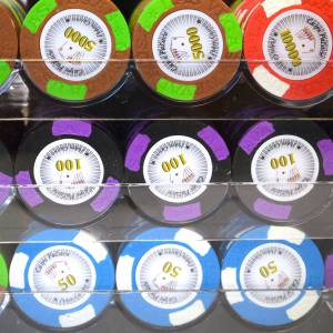 Gabbia per uccelli con 1000 fiches da poker "LAS VEGAS" - versione TORNEO - in clay composite 14 g