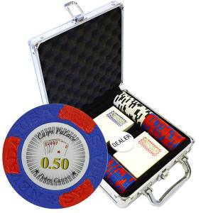 Mallette de 100 jetons de poker "LAS VEGAS" - version CASH GAME - en clay composite 14 g - avec accessoires