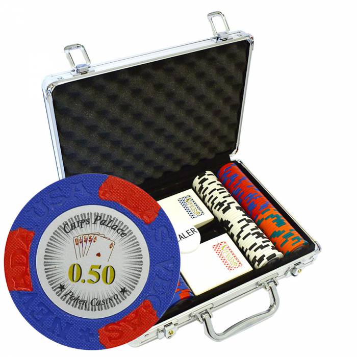 Valigetta da 200 fiches da poker "LAS VEGAS" - versione CASH GAME - in clay composite da 14 g - con accessori.