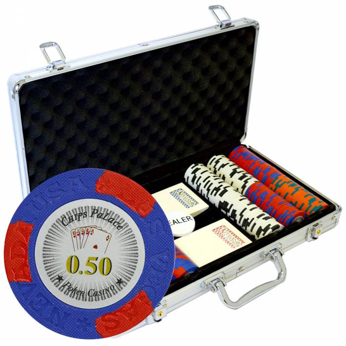 Estuche de 300 fichas de póker "LAS VEGAS" - versión CASH GAME - en compuesto de arcilla de 14 g - con accesorios.