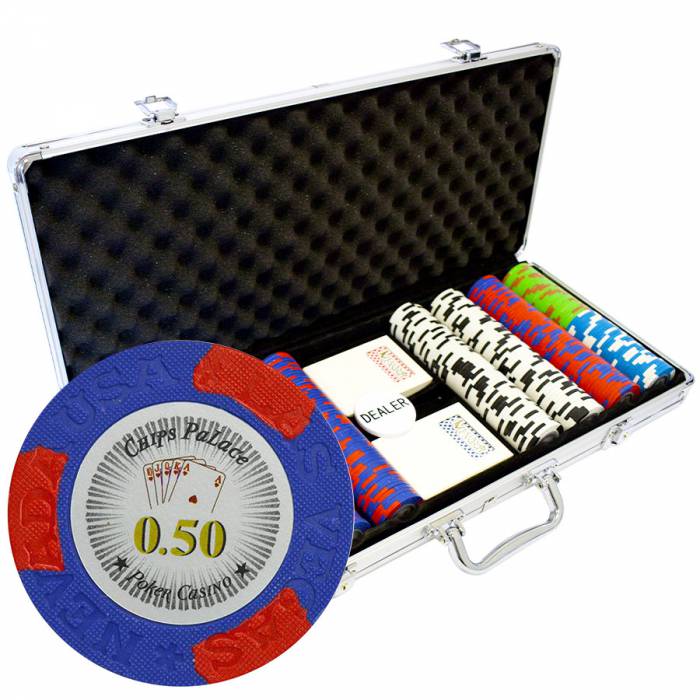 "LAS VEGAS" 400-piece poker chip set - CASH GAME version - made of 14g clay composite - with accessories