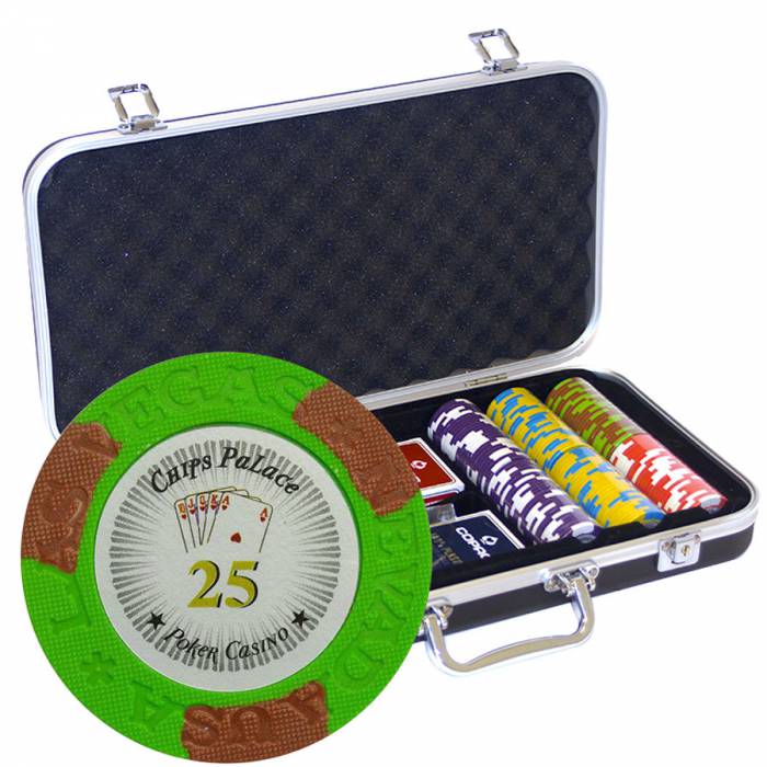 Mallette Premium de 300 jetons de poker "LAS VEGAS"  - version TOURNOI - en clay composite 14 g - avec accessoires