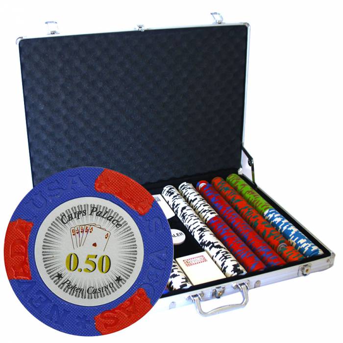 "LAS VEGAS" Cash Game Poker Set - 1000 chip case - made of 14g clay composite - with accessories.