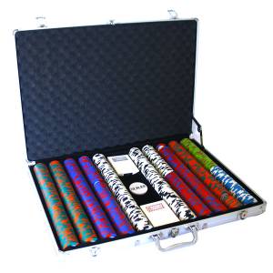 Pokerset med 1000 "LAS VEGAS" marker - CASH GAME-version - i lera-komposit 14 g - med tillbehör.