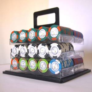 600 "LAS VEGAS" Poker Chip Bird Cage - CASH GAME version - made of 14g clay composite - with accessories.