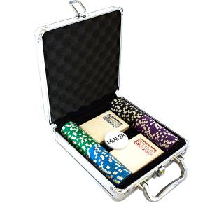 100-delige pokerset "ULTIMATE POKER CHIPS" - TOERNOOI-versie - van ABS met metalen inzetstuk van 12 g - met accessoires.